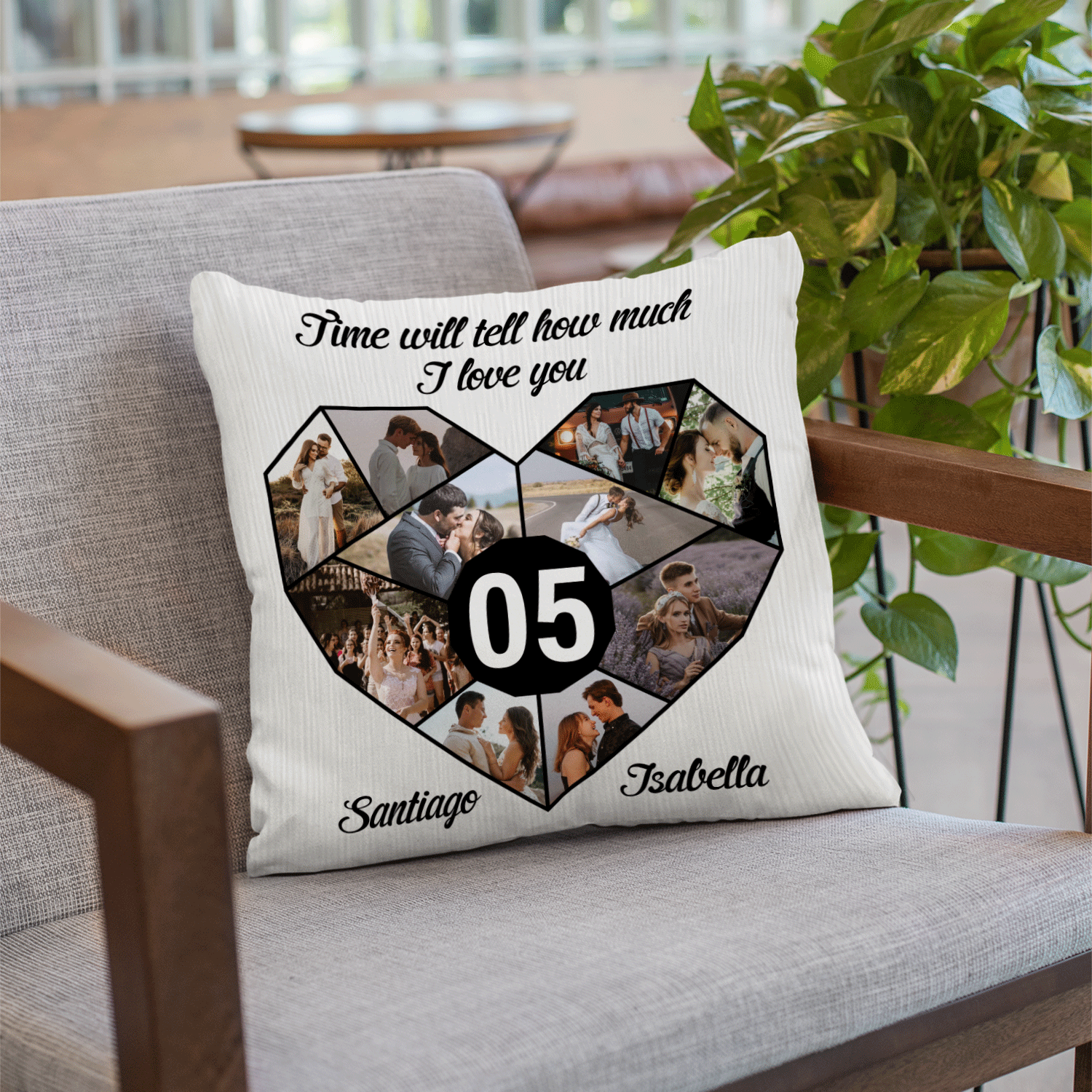 Custom Photo And Name Pillow, Time Will Tell How Much I Love You