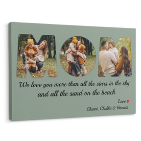 Mom Custom Photo - Customizable Vintage Green Background Canvas