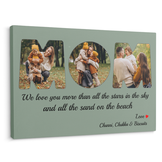 Best Mom Ever Custom Photo Collage - Customizable Vintage Green Background Canvas