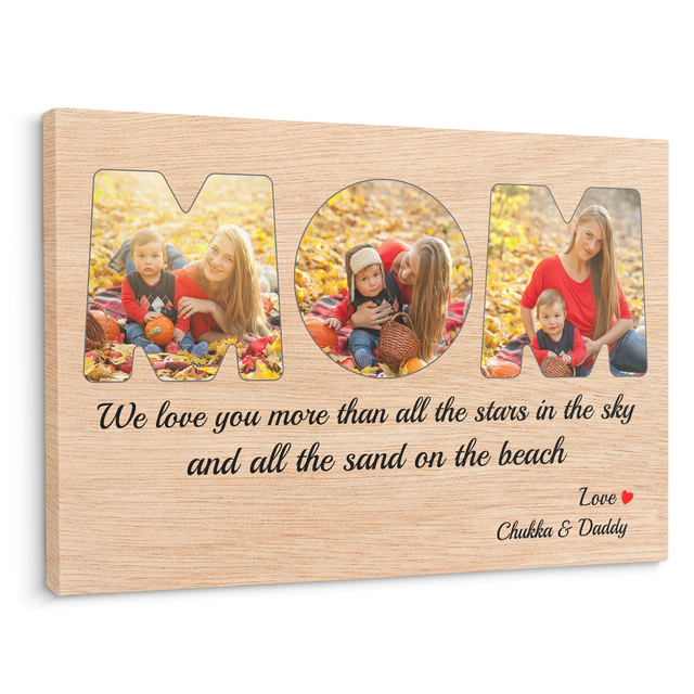 Mom Custom Photo - Customizable Light Wood Background Canvas