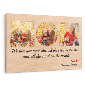 Mom Custom Photo - Customizable Light Wood Background Canvas
