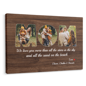 Mom Custom Photo - Customizable Dark Wood Background Canvas