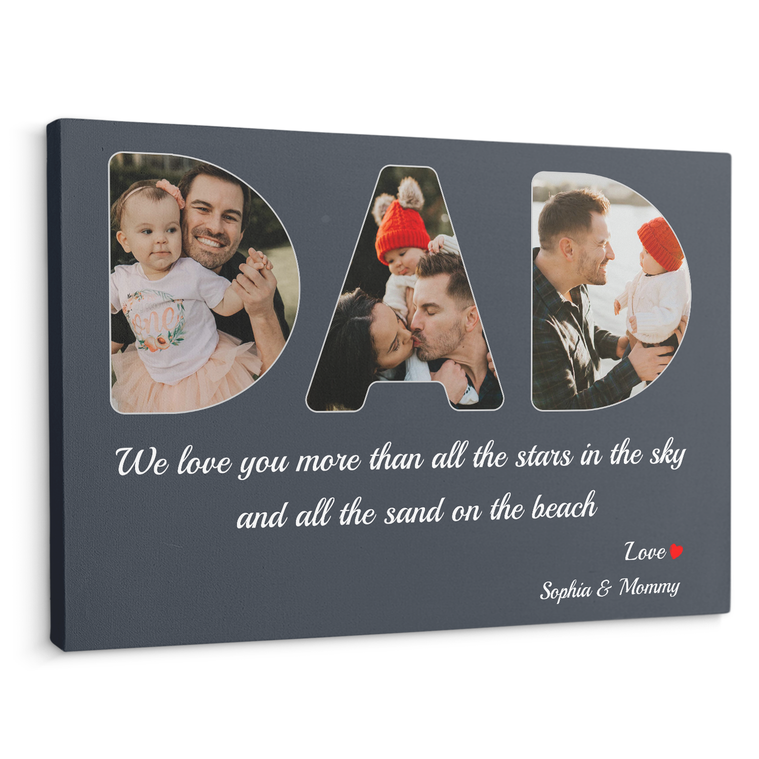 Dad Custom Photo - Customizable Navy Background Canvas