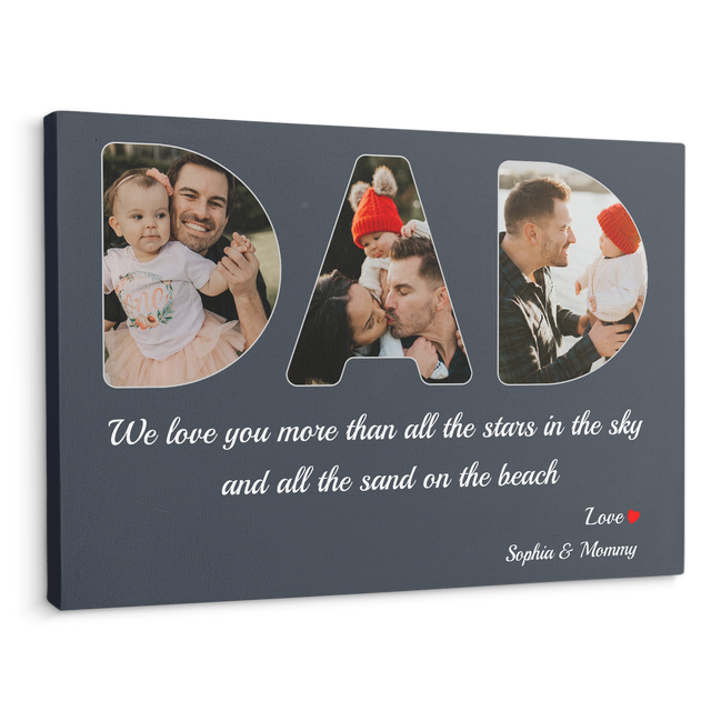 Dad Custom Photo - Customizable Navy Background Canvas