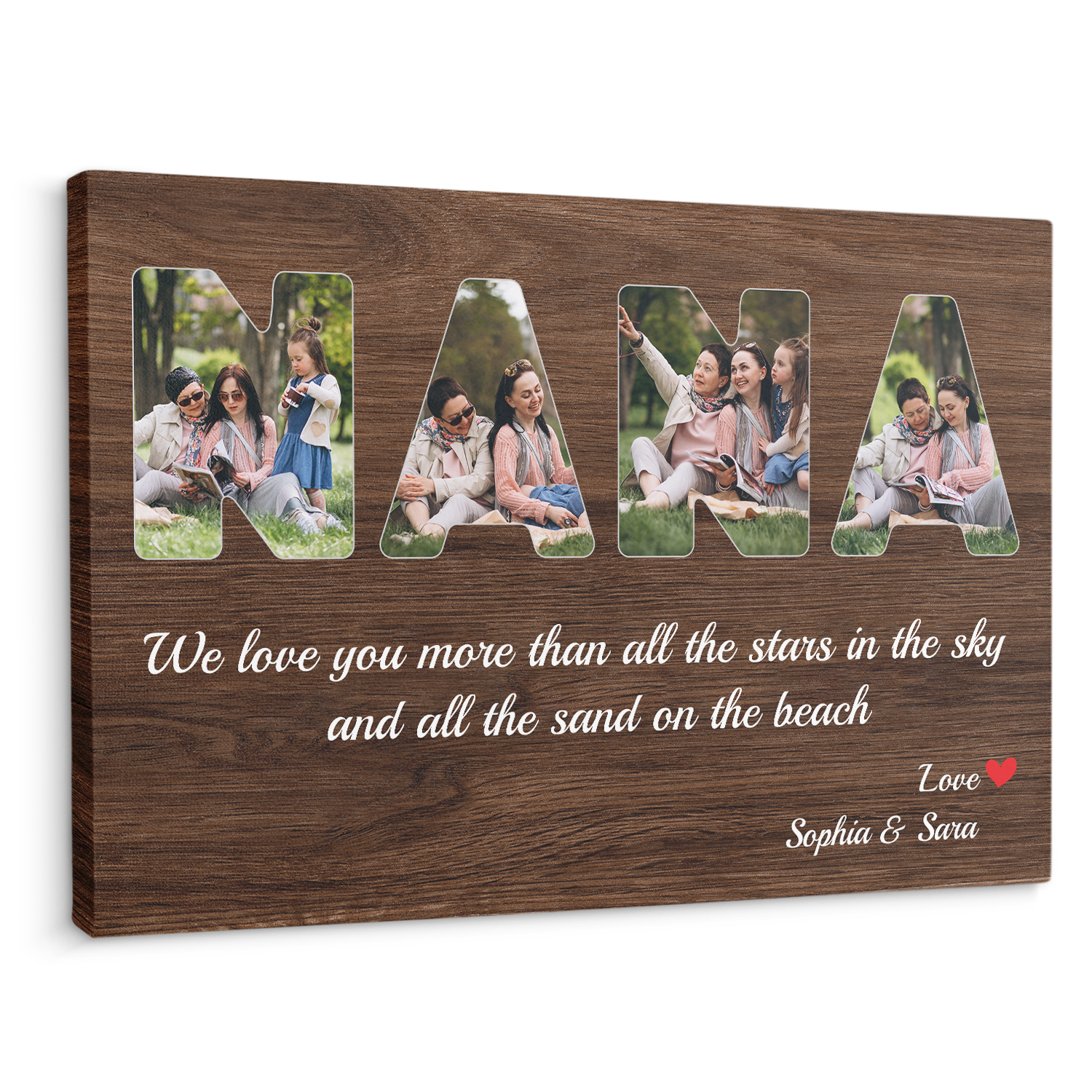 NANA Custom Photo - Customizable Dark Wood Background Canvas
