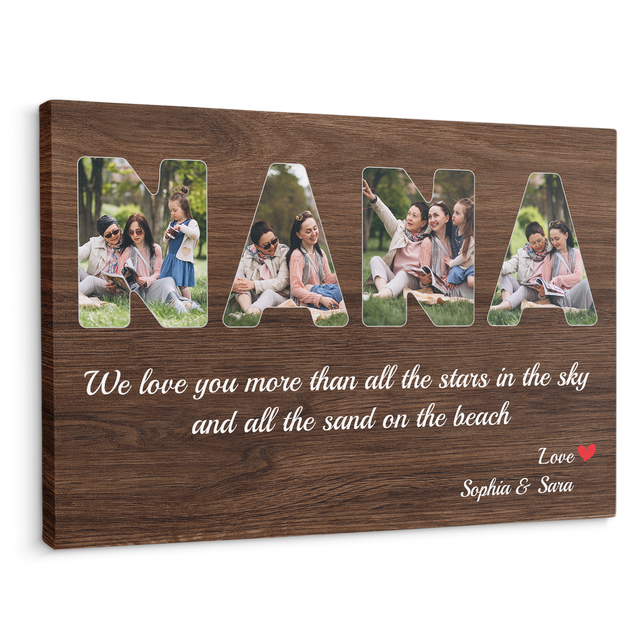 NANA Custom Photo - Customizable Dark Wood Background Canvas