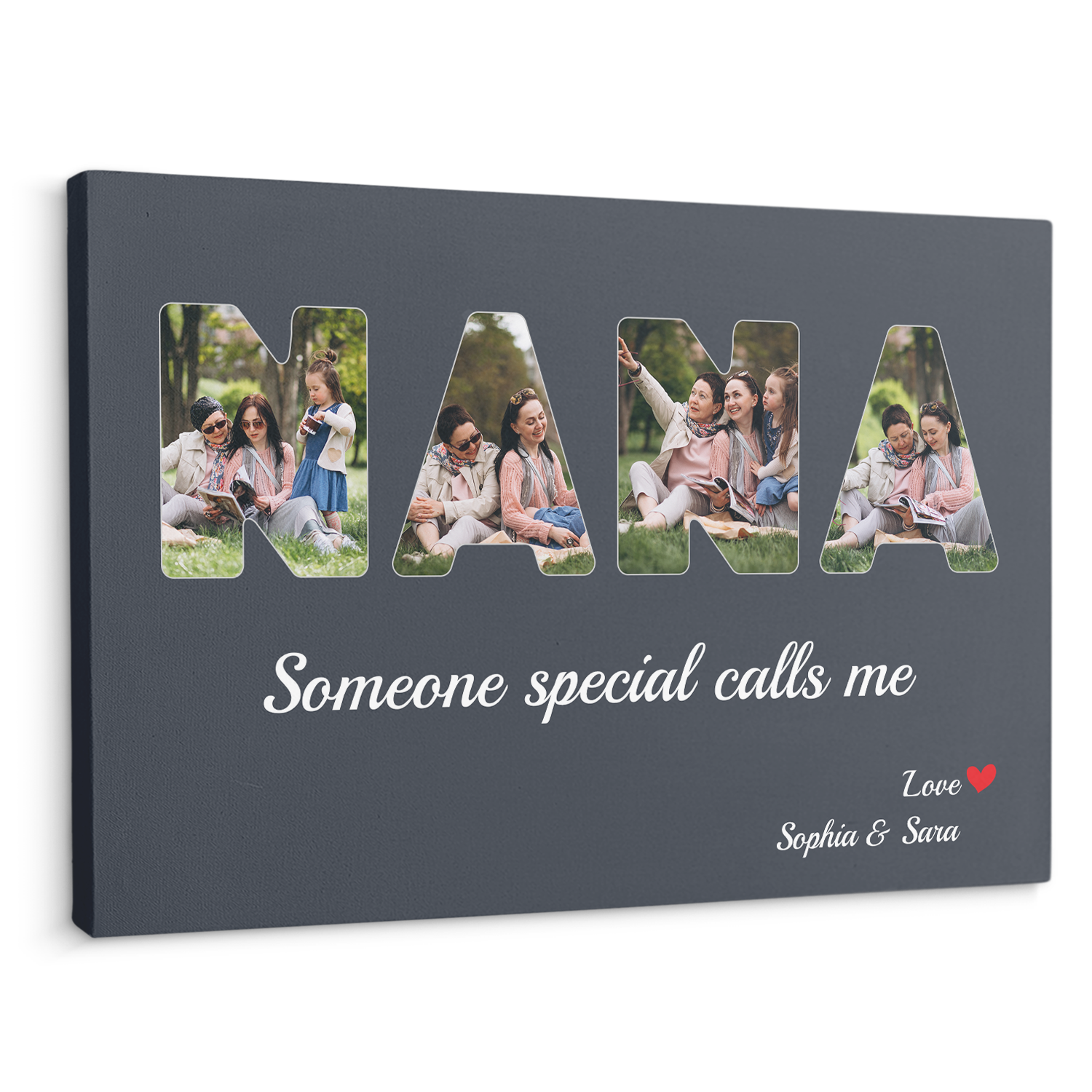 NANA Custom Photo - Customizable Navy Vintage Background Canvas