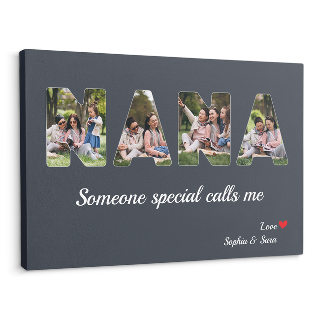 NANA Custom Photo - Customizable Navy Vintage Background Canvas