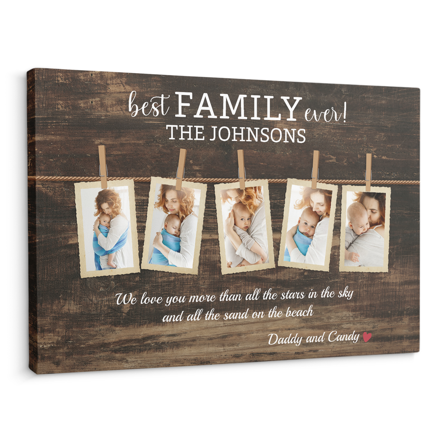 Best Family Ever, Custom Photo, Customizable Family Name And Text Canvas Wall Art