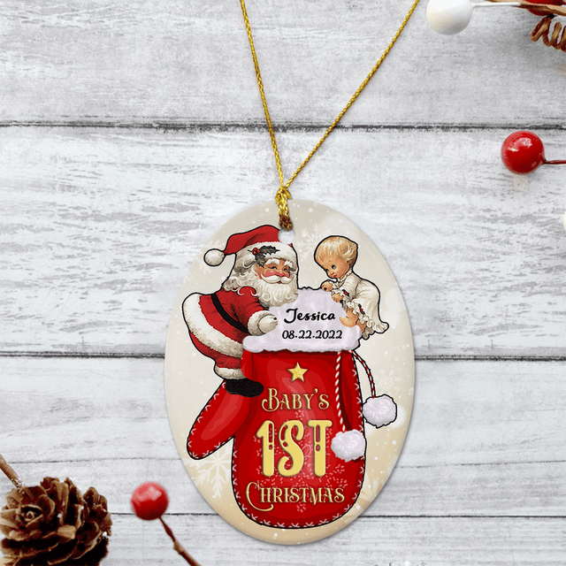Baby's 1st Christmas Custom Oval Ornament 2 Sided