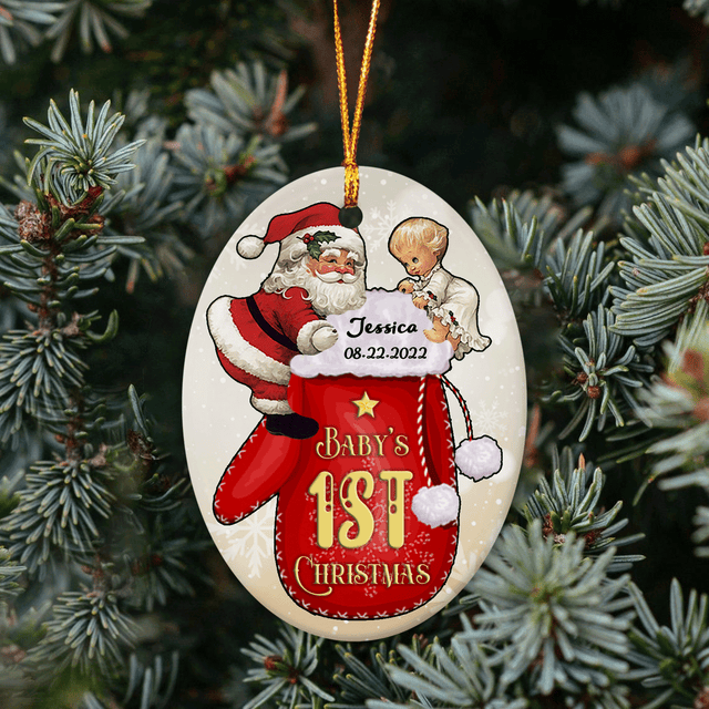 Baby's 1st Christmas Custom Oval Ornament 2 Sided
