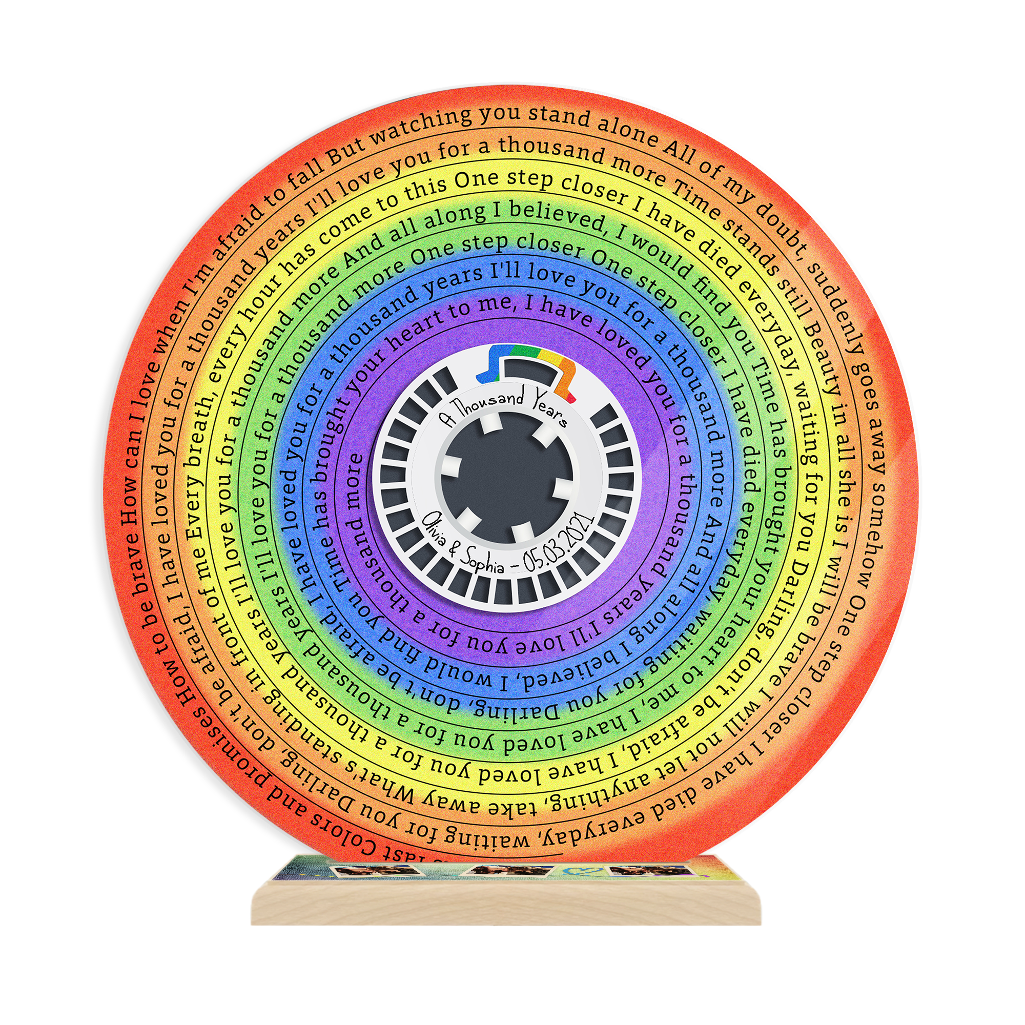 Custom Rainbow Acrylic Vinyl Record, 3 Photos Uploaded