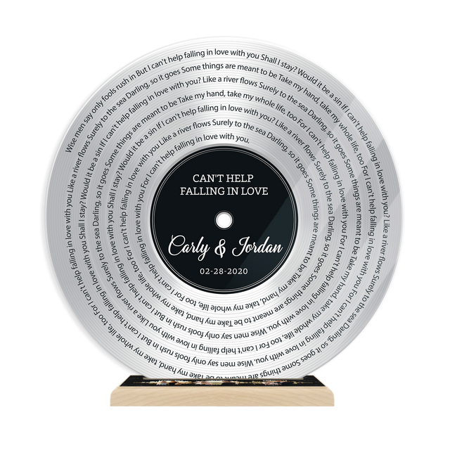 Custom Song Lyrics & Upload Photos Silver, Acrylic Record