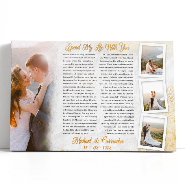 Custom Song Lyrics, 4 Photos, Horizontal Canvas