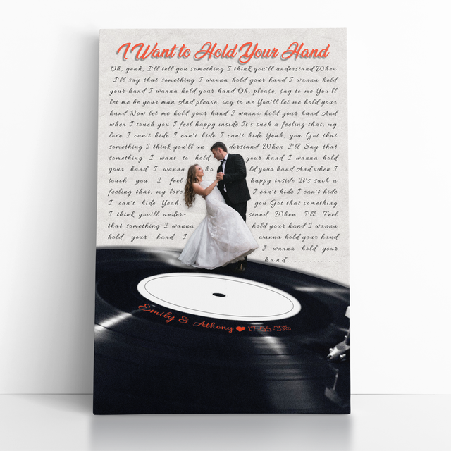 Custom Song Lyrics & Photo, Vinyl Record Canvas Art