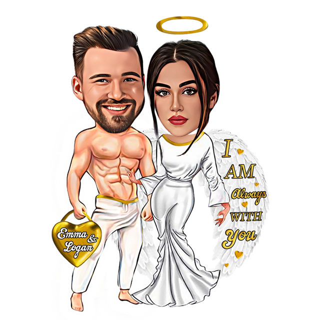 Face From Photo, Gift For Couple, White Angle 2, Shape Ornament 2 Sides