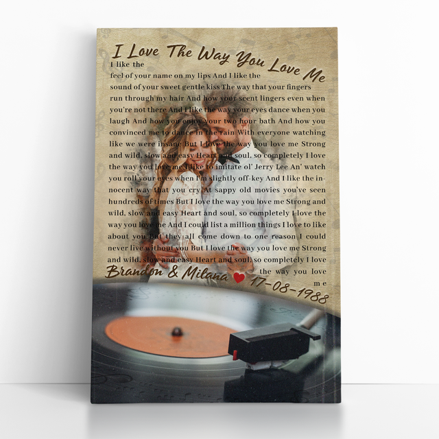 Custom Photo Name Date, Love Song Lyrics Canvas