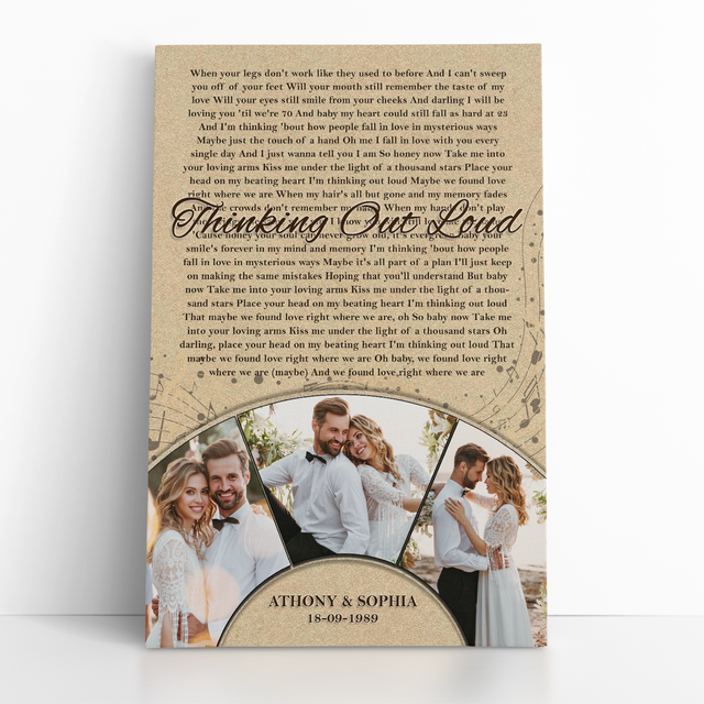 Custom Photo Name Date, Song Lyrics Portrait Canvas