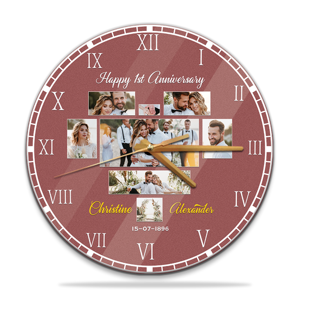 Custom Happy 1st Anniversary, Wall Clock