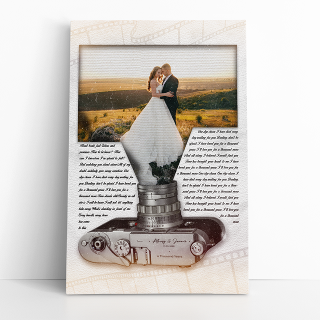 Custom Photo Name Date, Song Lyrics Film Portrait Canvas