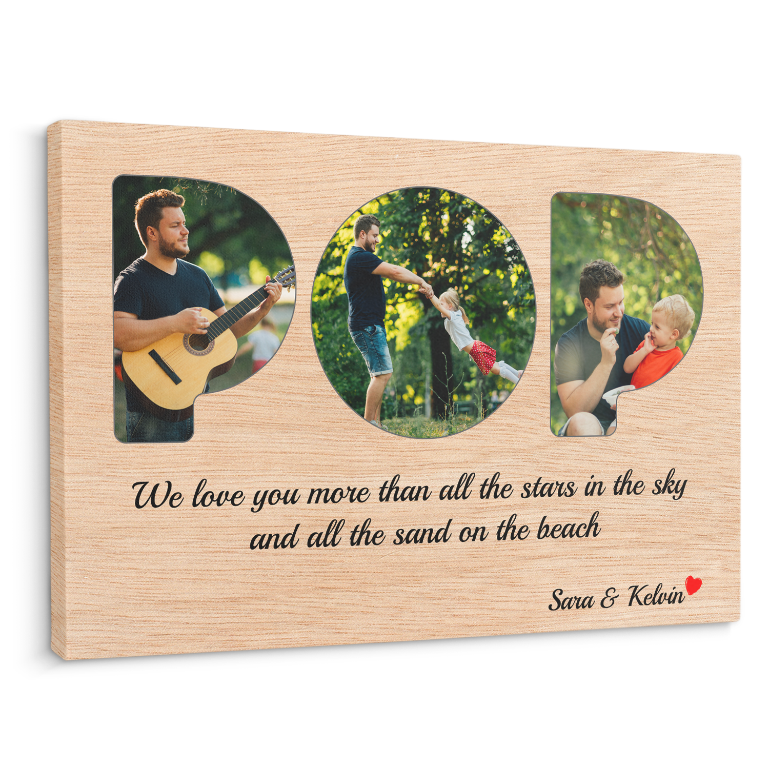 Pop Custom Photo - Customizable Light Wood Background Canvas