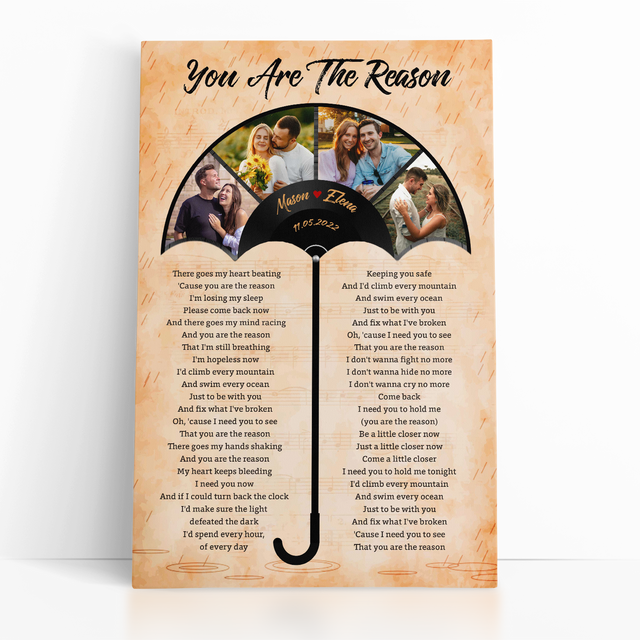 Custom Photo Name Date Umbrella Song Lyrics Canvas