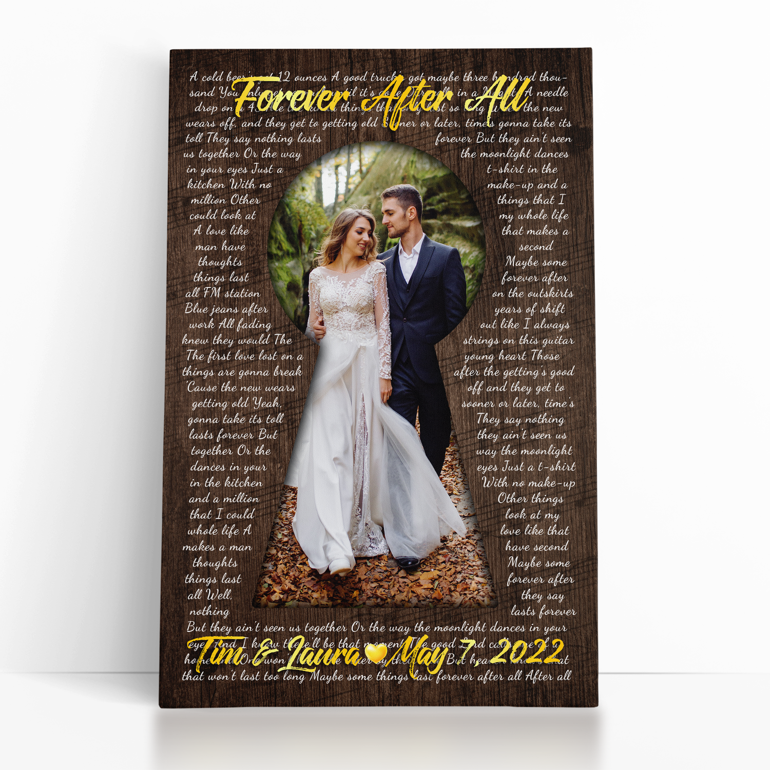 Custom Photo Name Date Key Shape Song Lyrics Canvas