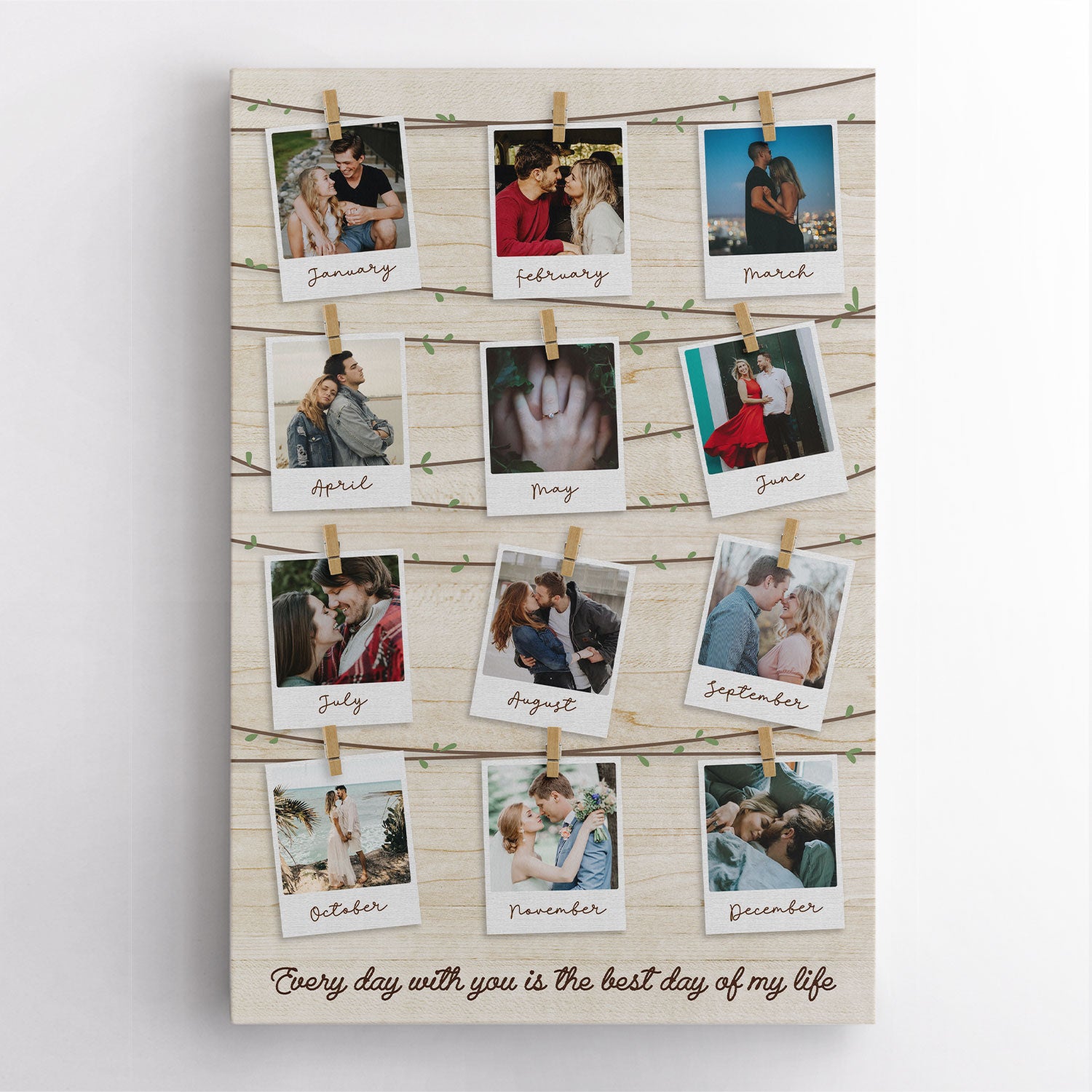 Custom Photo Message, Polaroid Collage Canvas Wall Art