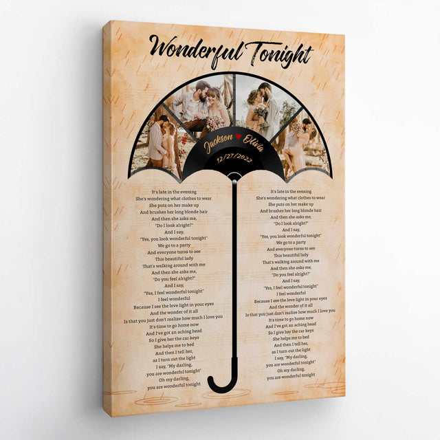 Custom Photo Name Date Umbrella Song Lyrics Canvas