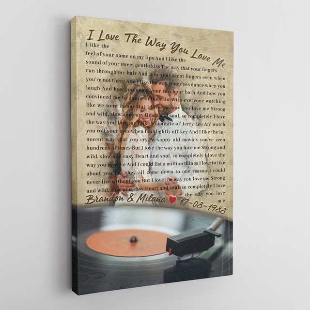 Custom Photo Name Date, Love Song Lyrics Canvas