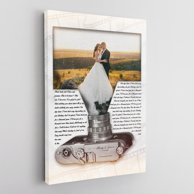 Custom Photo Name Date, Song Lyrics Film Portrait Canvas