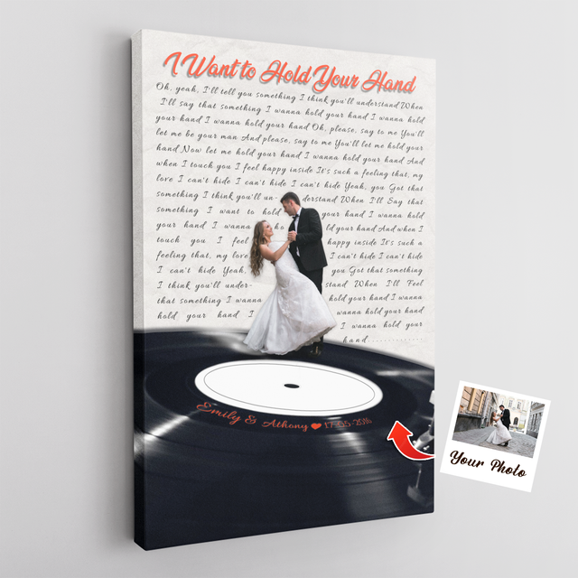 Custom Song Lyrics & Photo, Vinyl Record Canvas Art