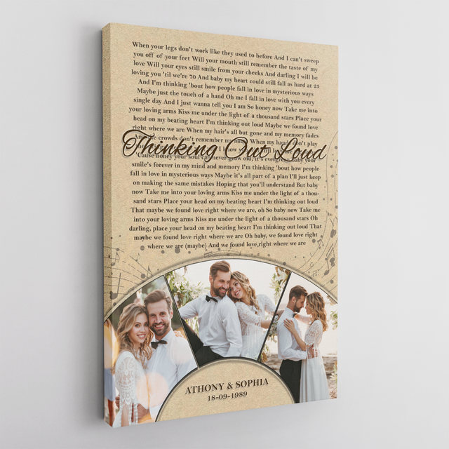 Custom Photo Name Date, Song Lyrics Portrait Canvas