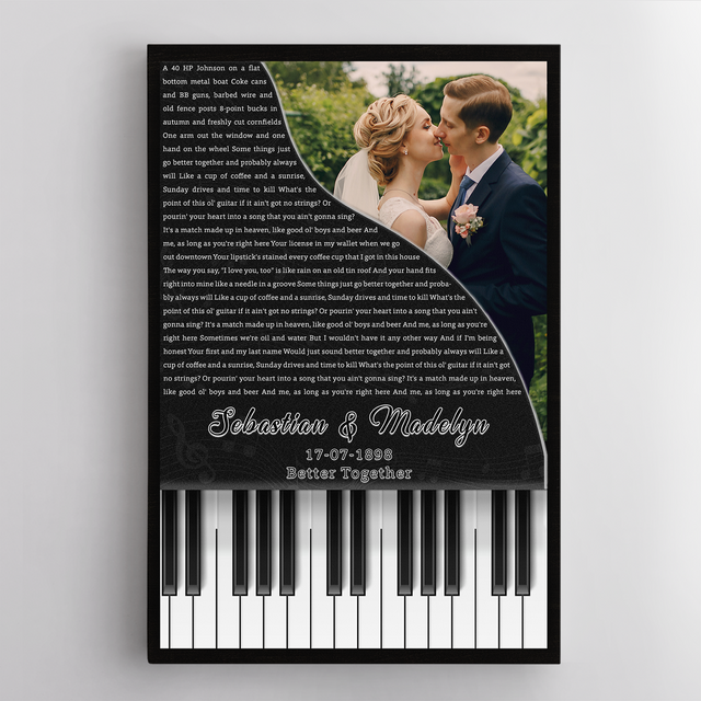 Custom Photo Name Date, Piano Love Song Lyrics Canvas