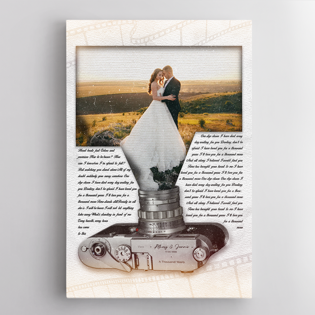 Custom Photo Name Date, Song Lyrics Film Portrait Canvas
