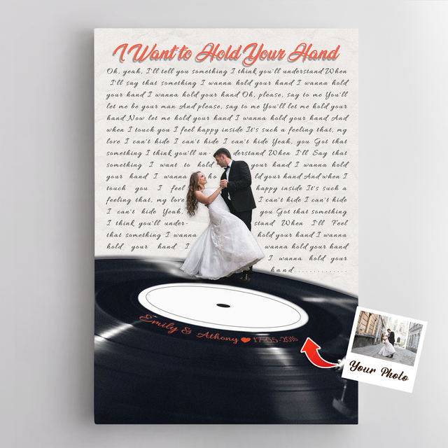 Custom Song Lyrics & Photo, Vinyl Record Canvas Art