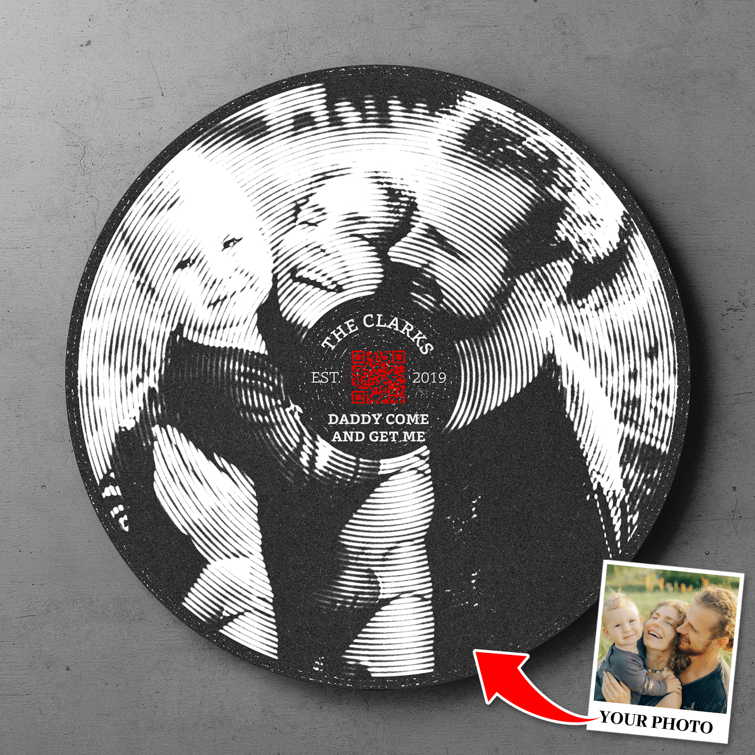 Custom Black And White Style, Round Wood Sign