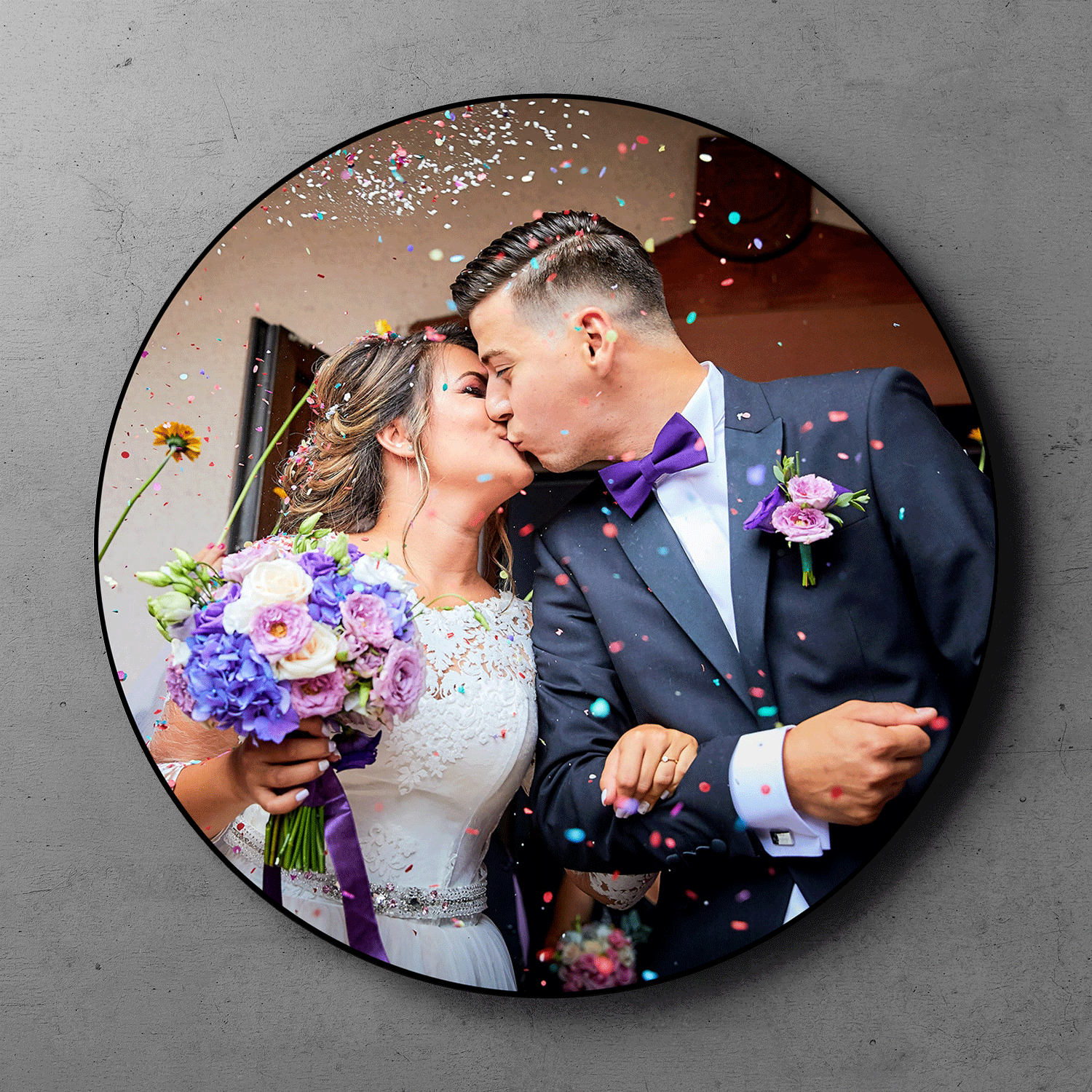 Custom Wedding Photo, 1 Photo Uploaded, Round Wood Sign