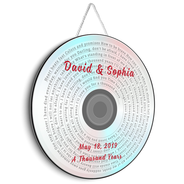 Custom Song Lyrics, Customizable Song Name And Text, CD-ROM, Round Wood Sign