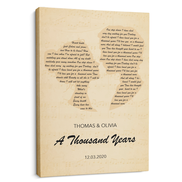 Custom Song Lyrics, Customizable Name, Date Canvas Print