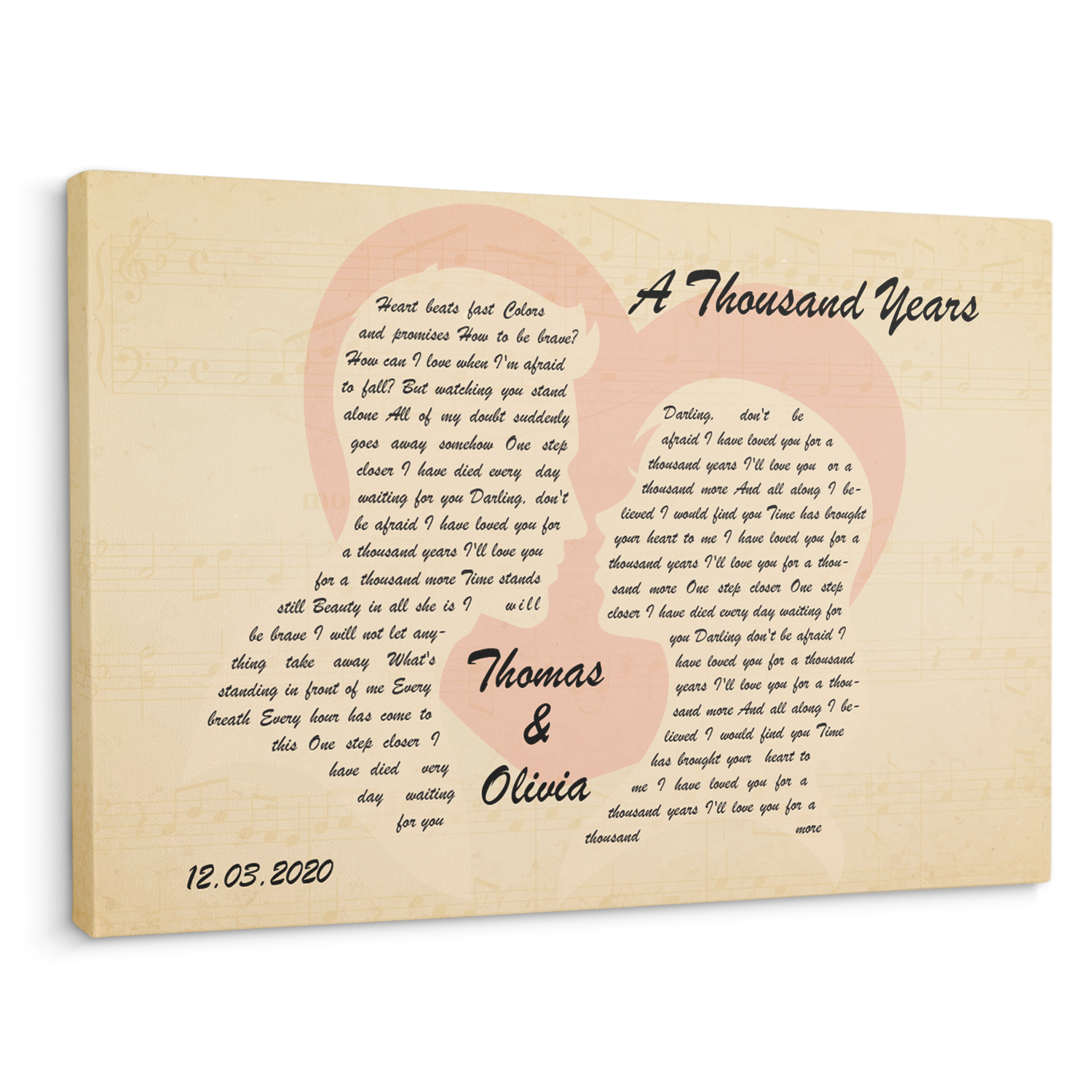 Custom Song Lyric, Customizable Name And Text Canvas