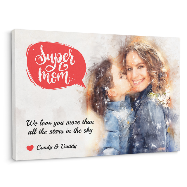 Watercolor Portrait From Photo Canvas Wall Art