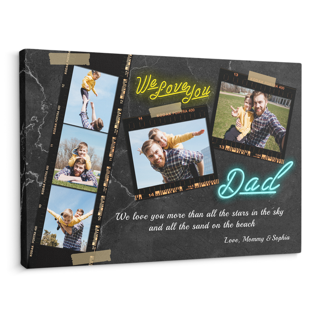 Dad, We Love You, Custom Photo, Customizable Name And Text Canvas Wall Art