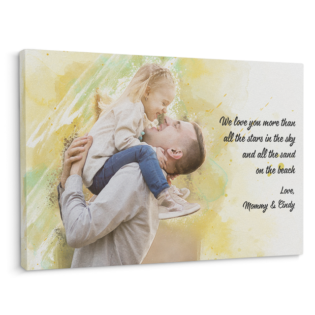 Custom Portrait From Photo, Watercolor, Canvas Wall Art