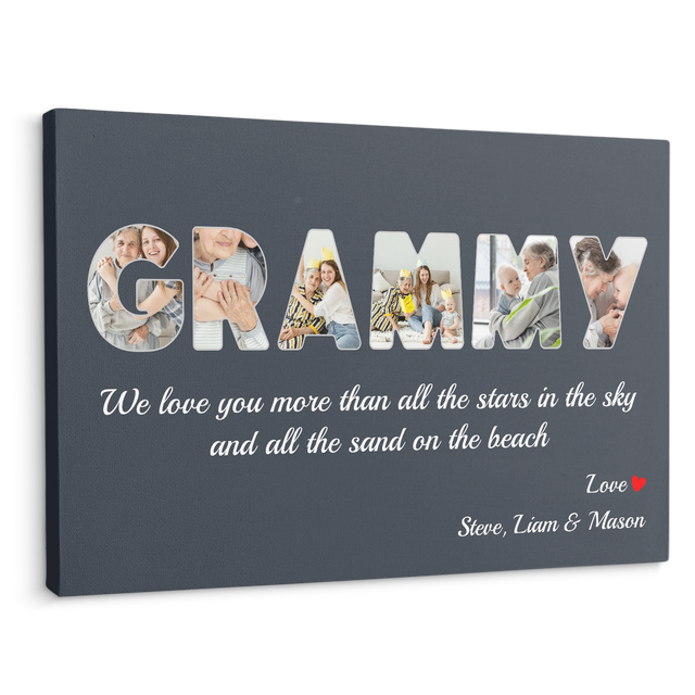 Grammy Custom Photo - Customizable Name And Text Canvas Wall Art