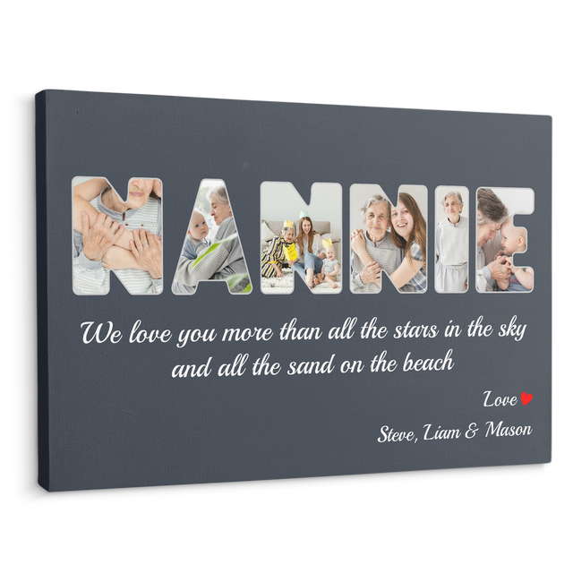 Nannie Custom Photo - Customizable Name And Text Canvas Wall Art