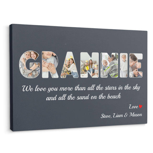 Grannie Custom Photo - Customizable Name And Text Canvas Wall Art