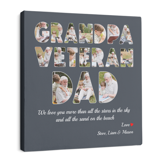 Veteran, Grandpa, Dad, Custom Photo, Customizable Name And Text Canvas Wall Art