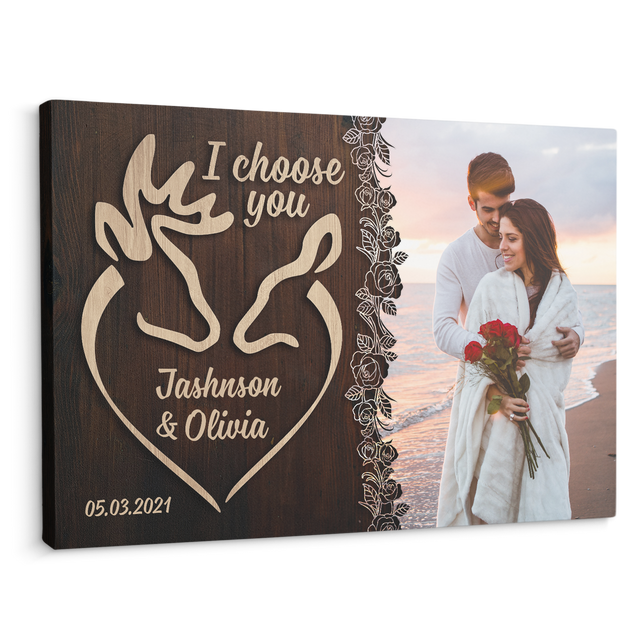 I Choose You, Custom Photo, Customizable Name And Text Canvas Wall Art