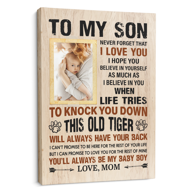 To My Son, You'll Always Be My Baby Boy, Custom Photo, Canvas Art Print
